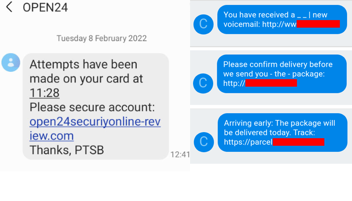 text message scams, text pretending to be from bank