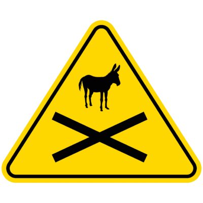 Warning sign with mule